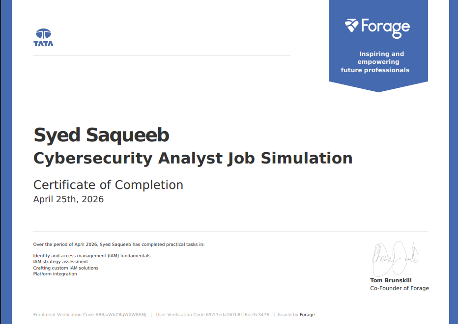 Tata Cybersecurity Certificate